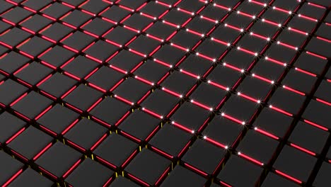 cajas negras en fondo oscuro. fondo de lujo. neón rojo amarillo. capaz de buclear sin problemas 4k