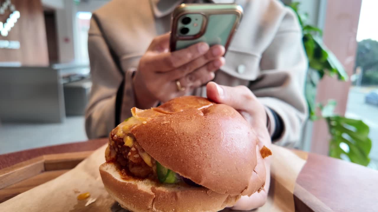 Burger and phone