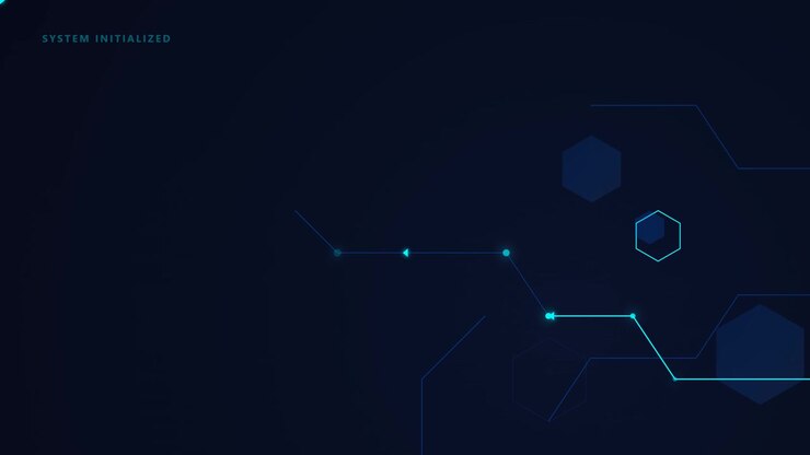 Abstract Digital Interface with Moving Geometric Lines and Hexagons
