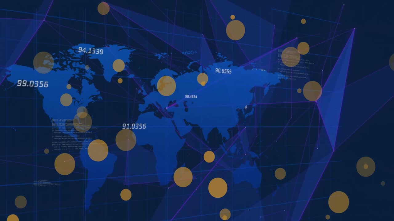 세계 지도를 통해 데이터 처리의 애니메이션