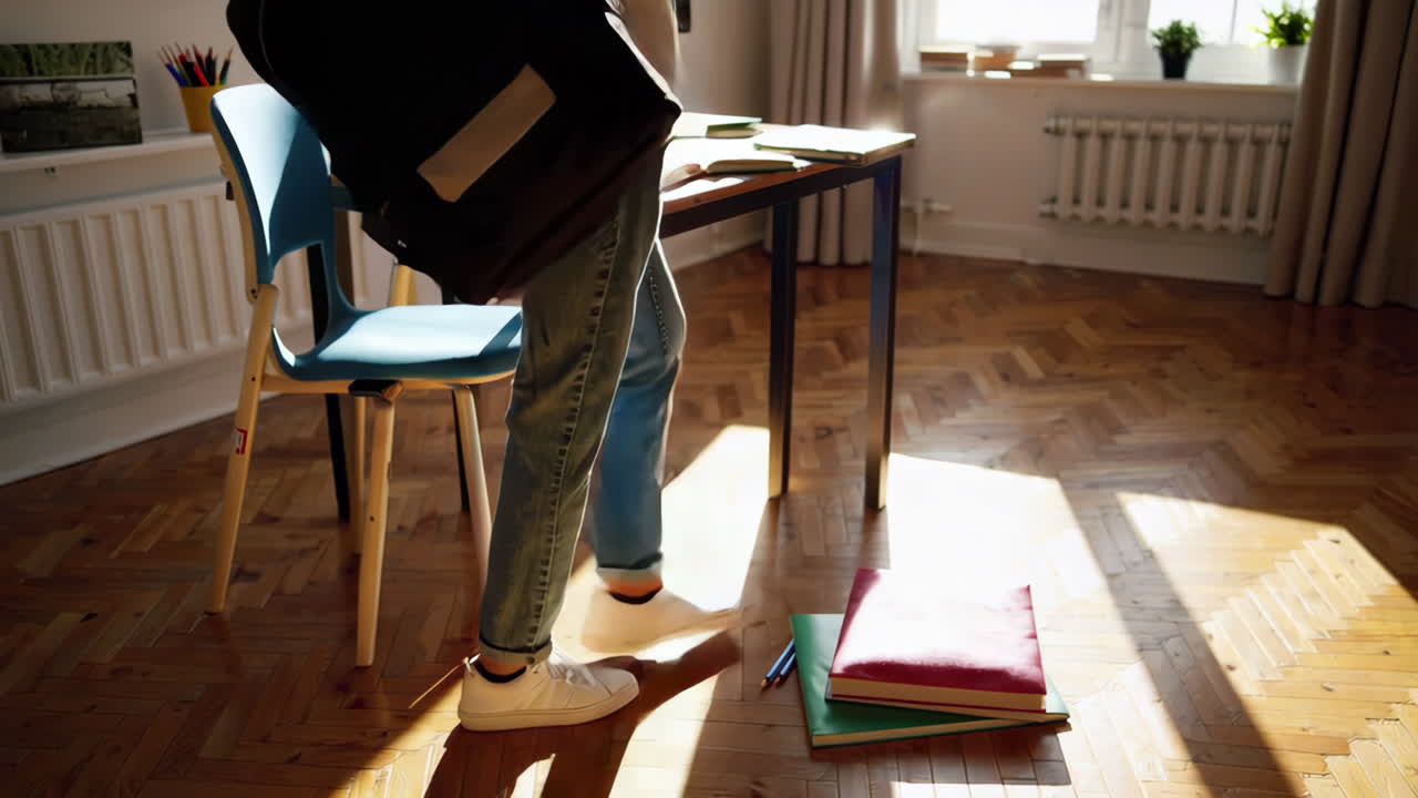 Student Getting Ready for School