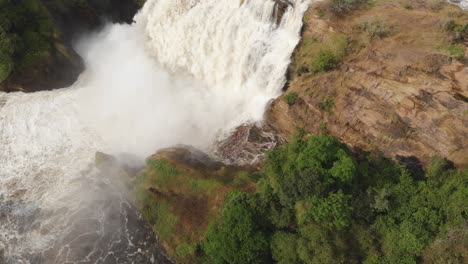 aerial zenith drone shot of a waterfall in the nature