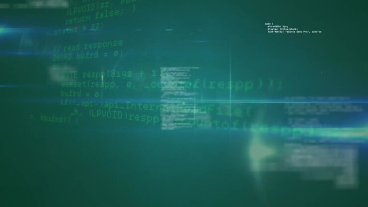 Animation of network of connections and data processing against green background