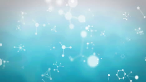 digital animation of molecular structures floating against blue gradient background