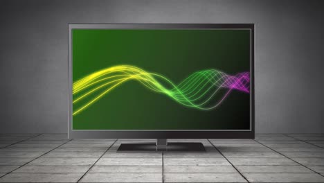 televisor de pantalla plana con hilos de luz de colores