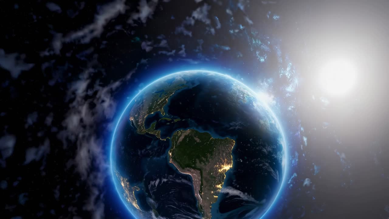Fotograma de vídeo impresionante de la Tierra desde el espacio, capturado desde un ángulo superior