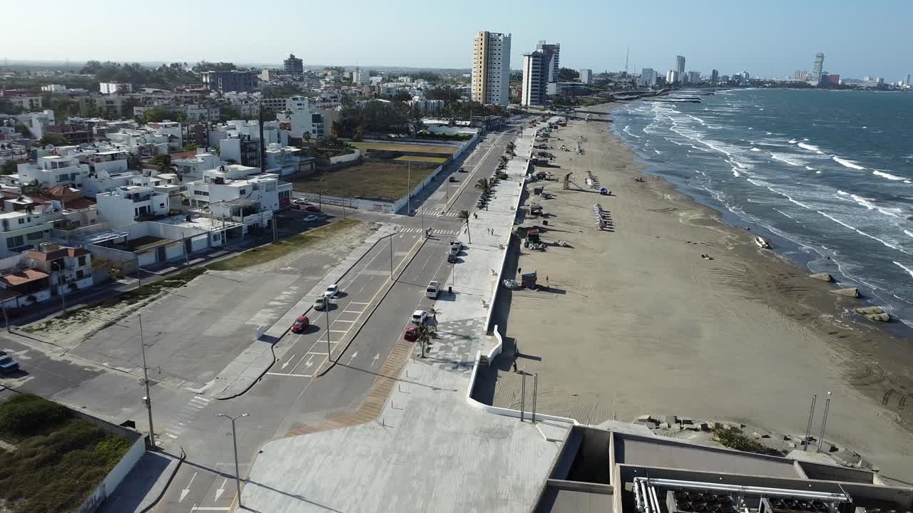 Aerial view over boulevard Vicente For in Boca del Rio, Veracruz