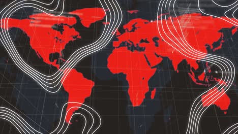 animación de líneas blancas sobre el mapa del mundo