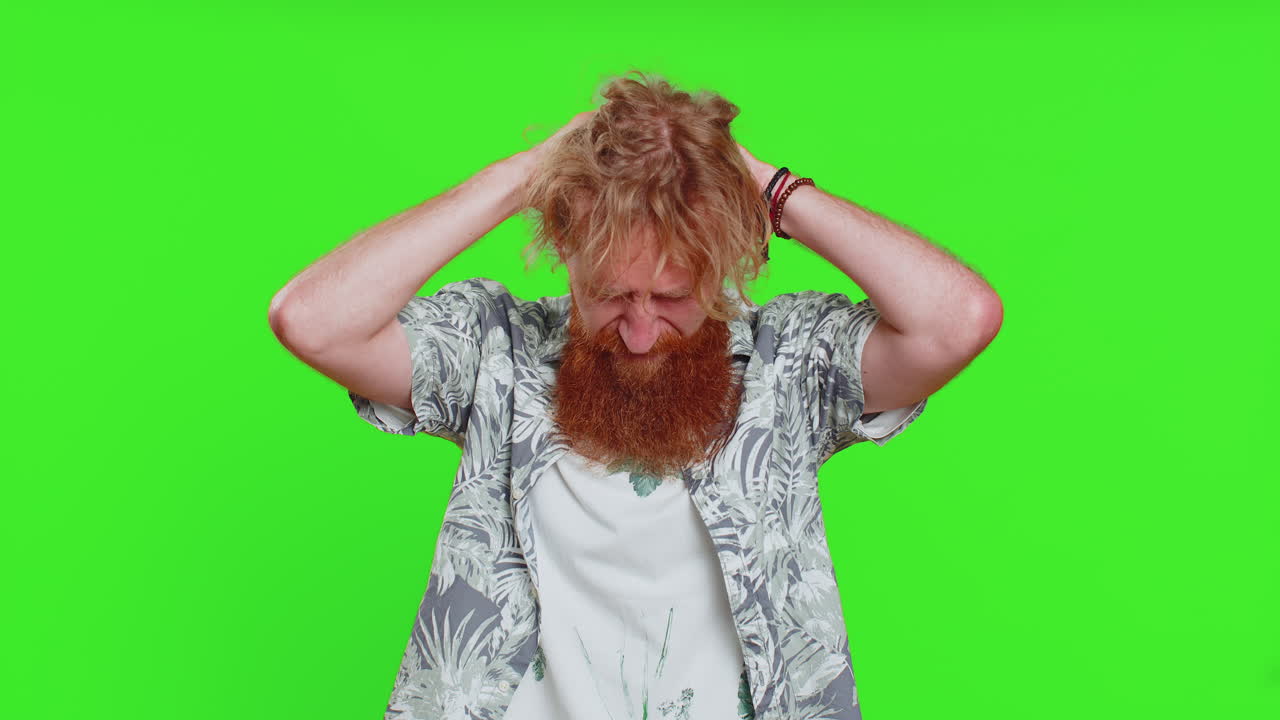 Young sad man loses becoming surprised by lottery results bad fortune loss unlucky fortune news