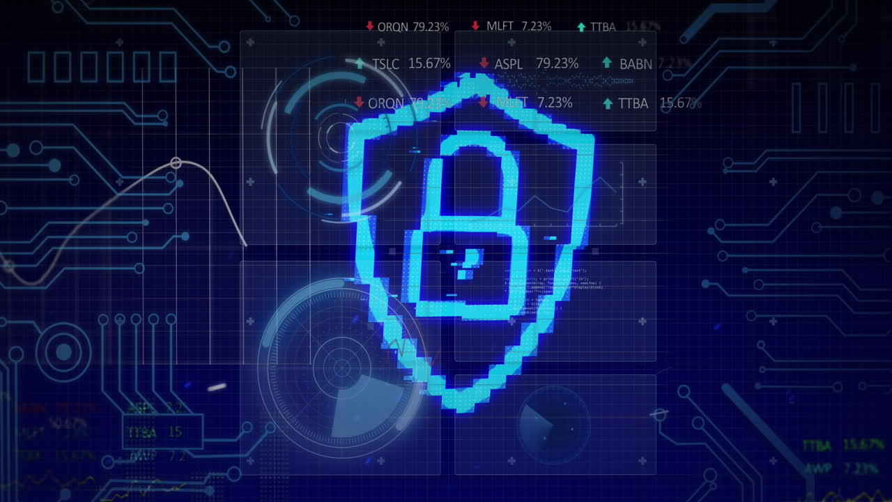 animación del icono del candado sobre el escaneo del alcance y el procesamiento de datos