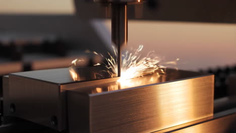 industrial machining process with sparks