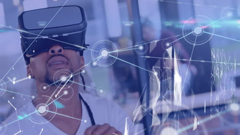 graph and chart over virtual reality interface.
