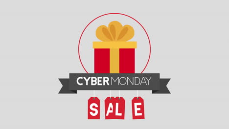 cyber monday animation with gift box