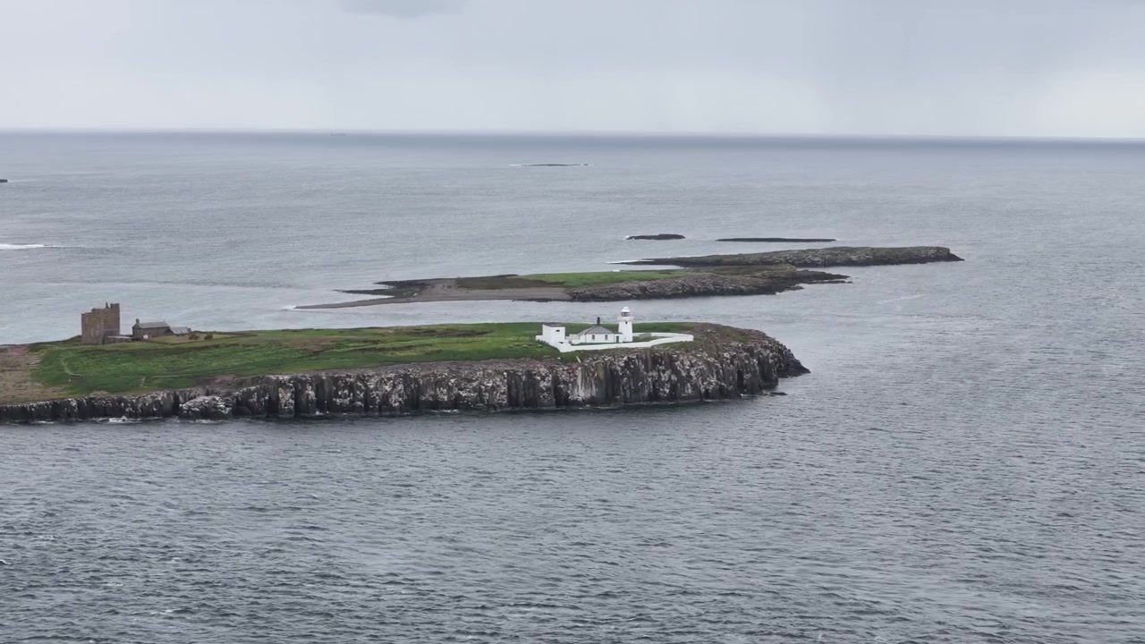 Faro di Inner Farne, Northumberland, Regno Unito, drone, aereo