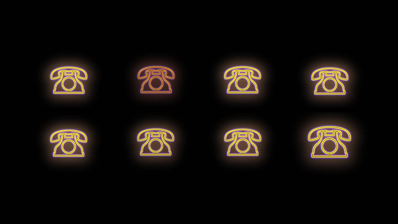 펄싱 네온 노란색 표시등이 있는 빈티지 전화 패턴 10