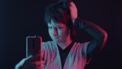 neon selfie portrait