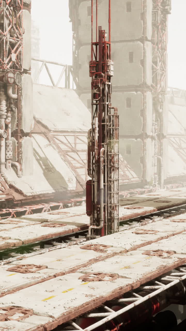 A futuristic industrial cityscape