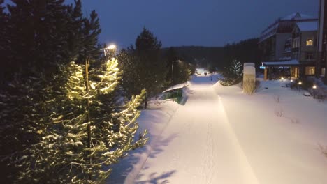 snowy winter night at a resort