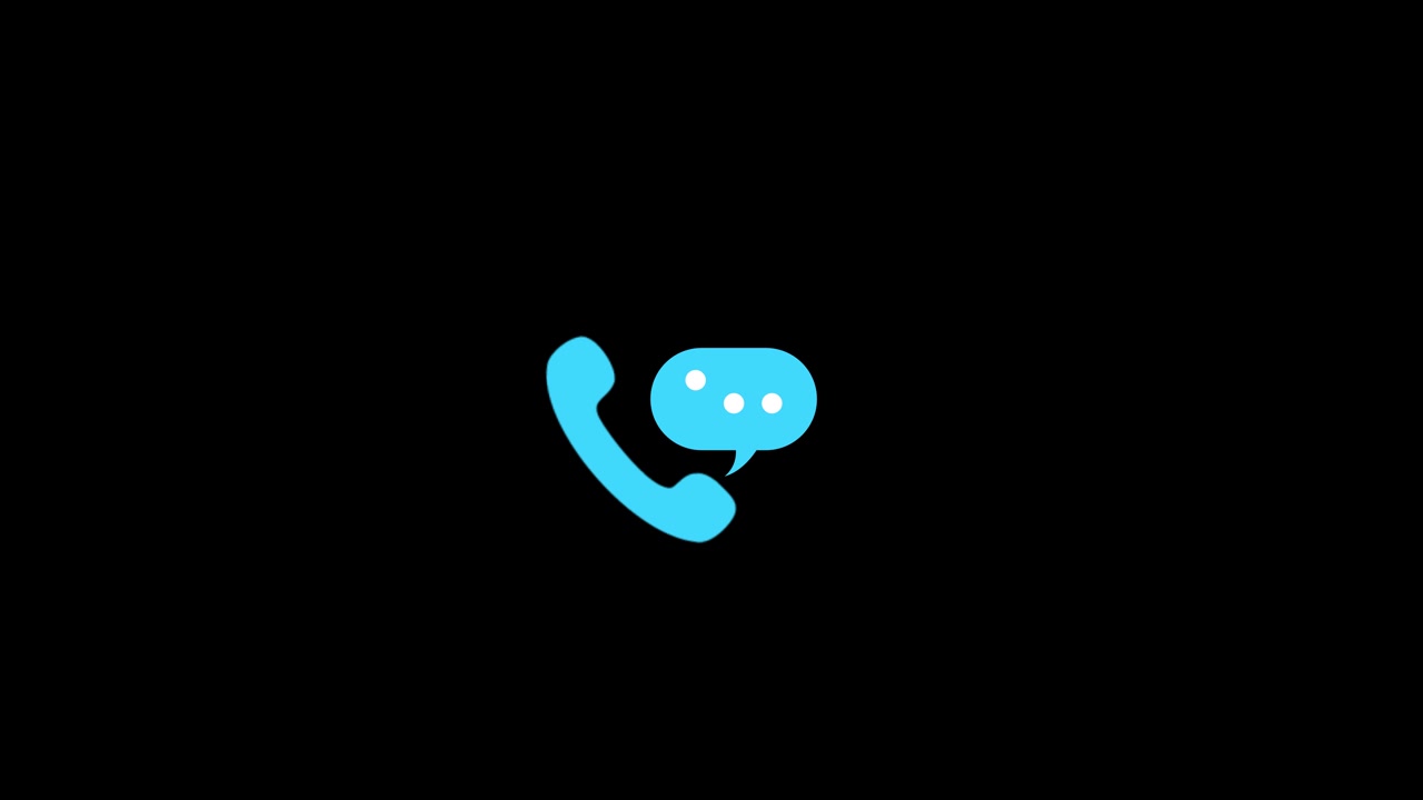 Animazione di conversazione telefonica con icona di chat isolata su sfondo nero