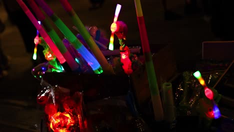 vibrant glowing sticks and lights in darkness