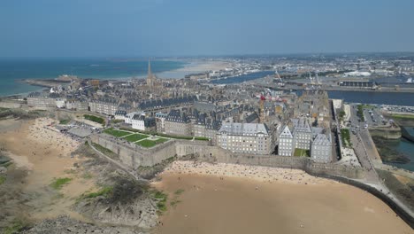 Saint-Malo-town-centre-France-drone-,-aerial-,-view-from-air