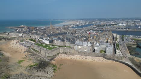 Centro-De-La-Ciudad-De-Saint-malo-Francia-Drone,-Aéreo,-Vista-Desde-El-Aire