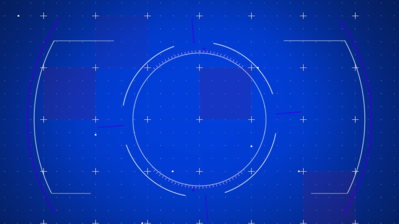 파란색 디지털 공간에서 회전하는 보안 시스템의 애니메이션