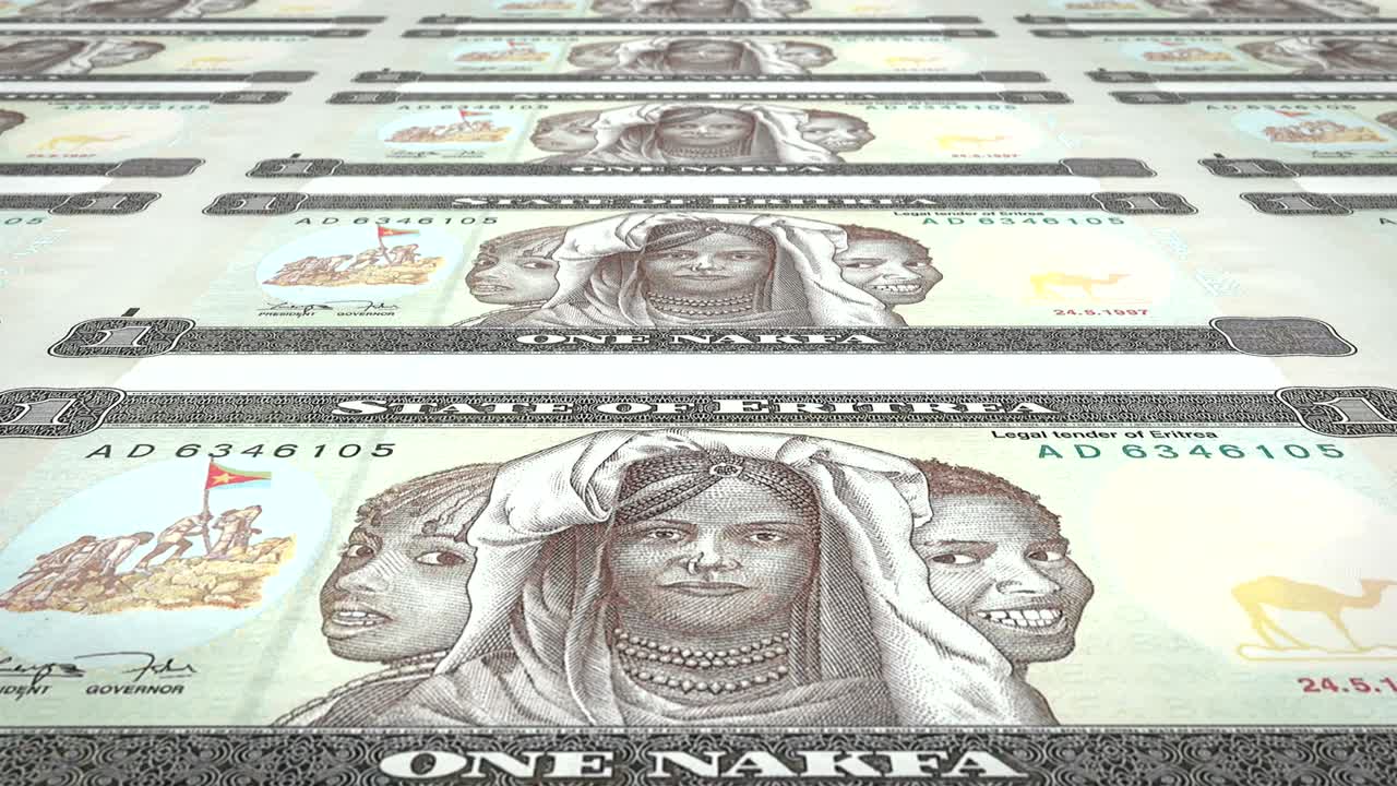 1 에리트레아 나크파의 지폐 롤링, 현금, 루프