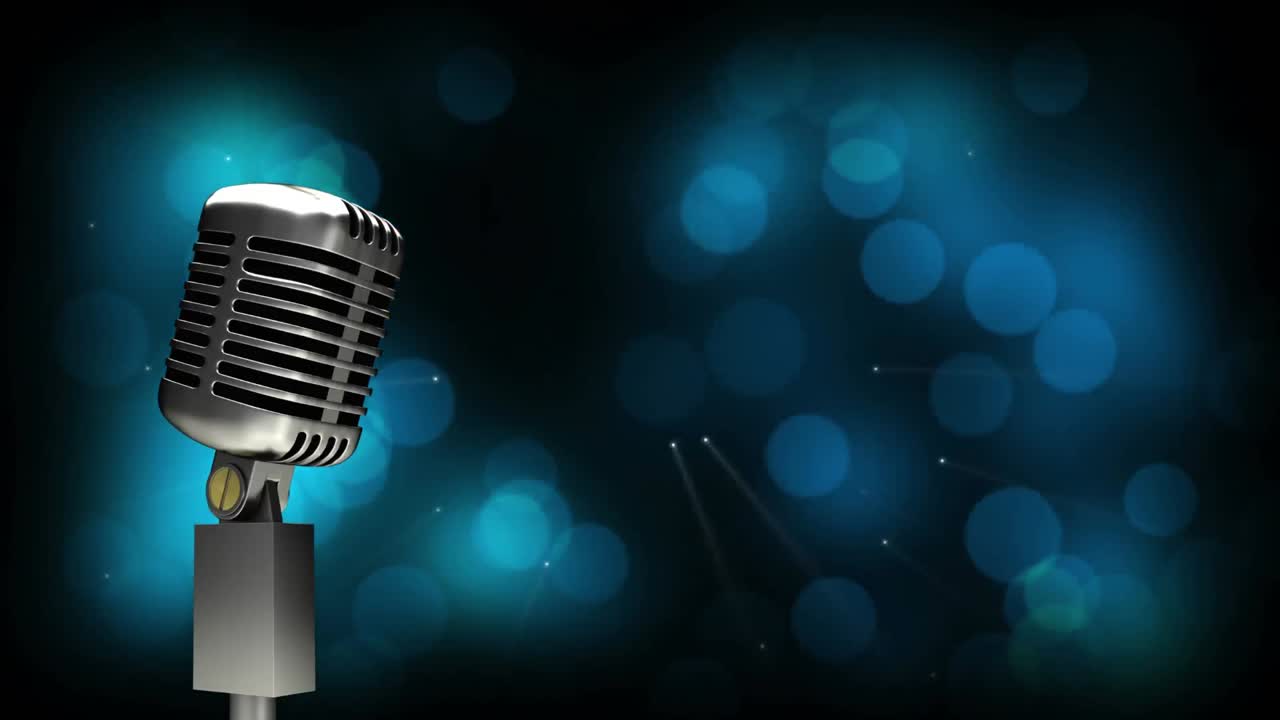 micrófono y luces parpadeantes