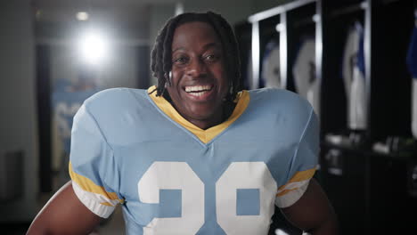 football player in locker room