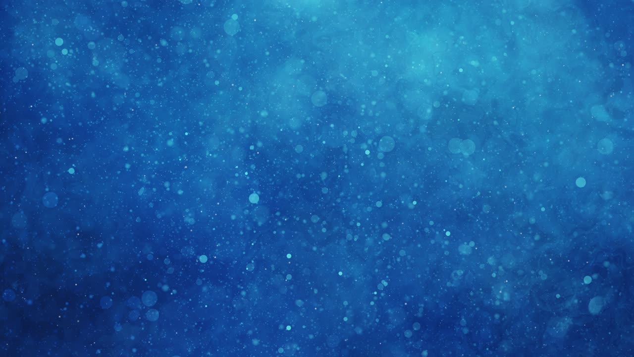 추상적인 파란색 수중 배경 - 떠다니는 입자, 밝은 반점 및 거품