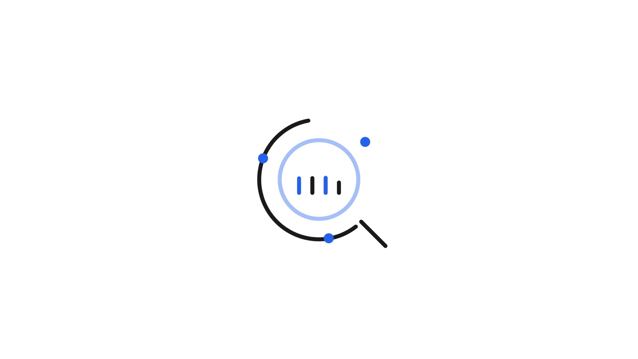 Animated Search Icon with Bar Graph Data Visualization