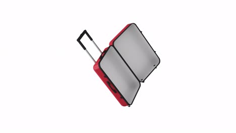 cerca de la maleta roja vacía giratoria