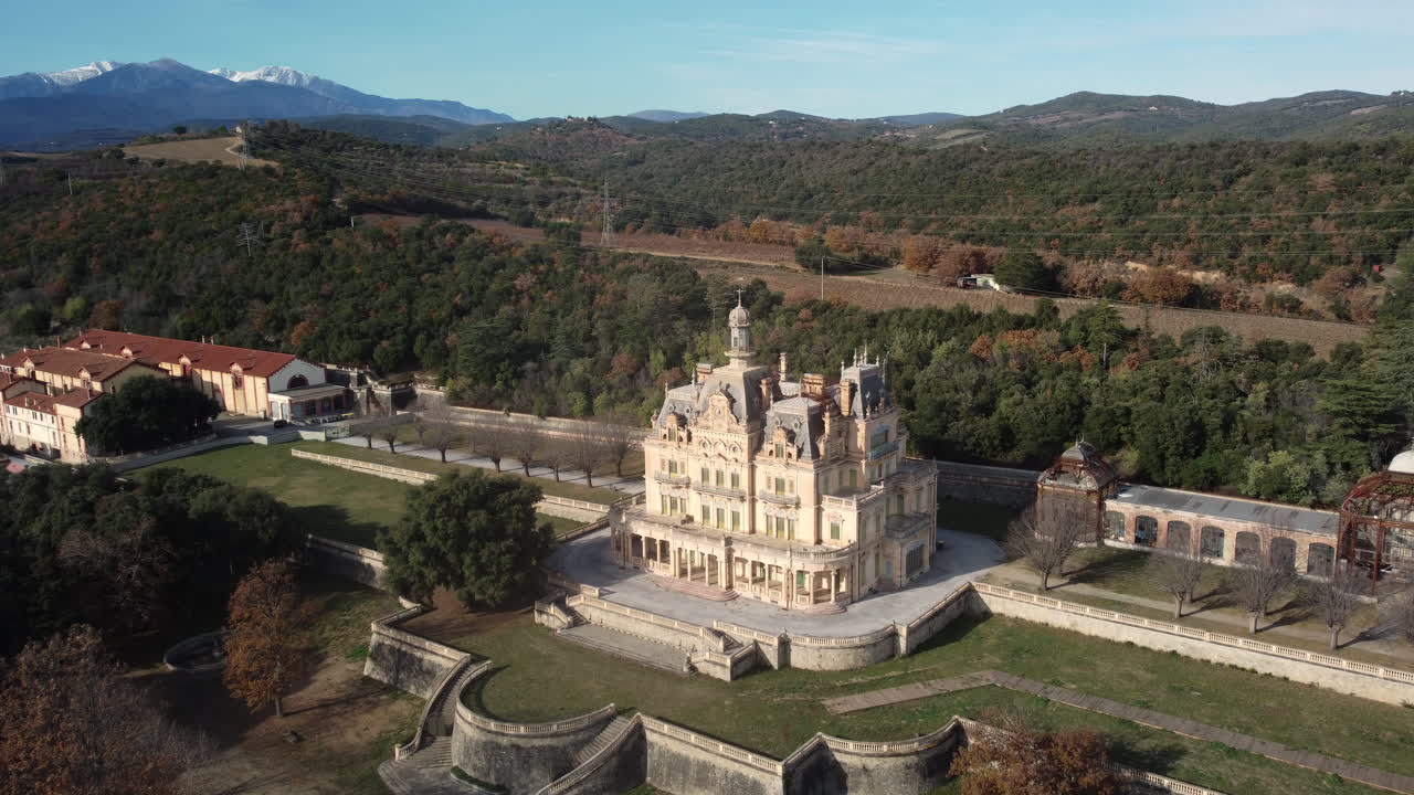 Aerial View of a Historic Chateau in the French Countryside