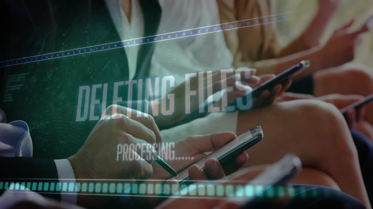 디지털 장치를 사용하는 사람들에 대한 데이터 처리의 애니메이션