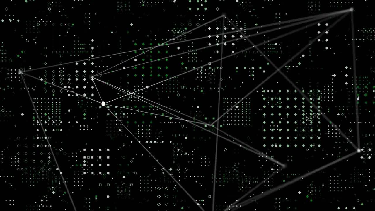 Web of connections and data processing against black background