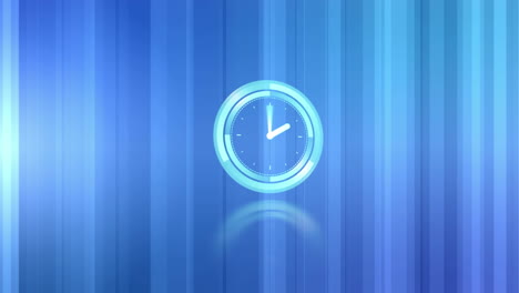 animation of clock moving fast on digital colorful background with lines