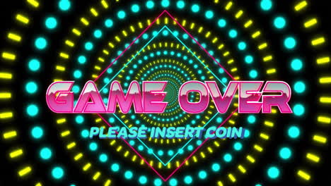 animación del juego sobre texto y puntos en fondo negro