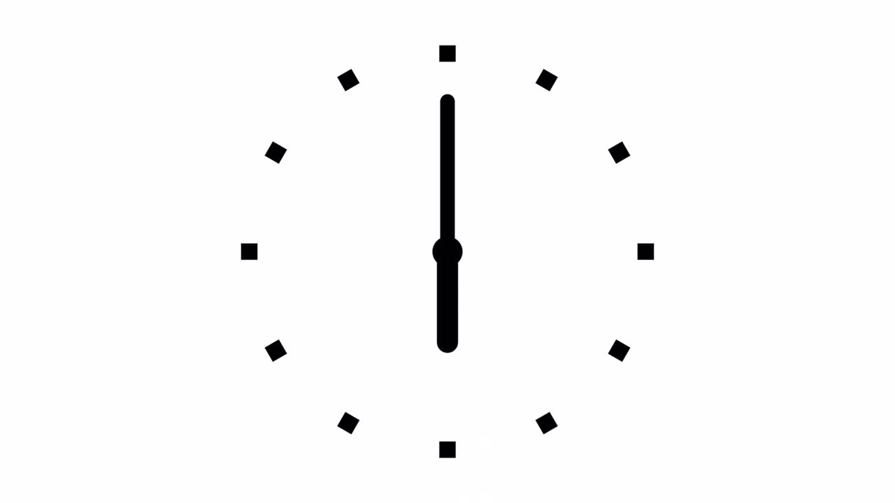 animación del reloj en animación de bucle de 12 horas. icono animado del cronómetro