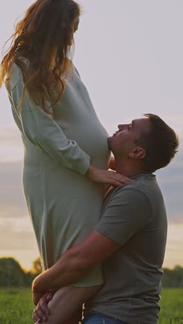 loving moment with expectant parents