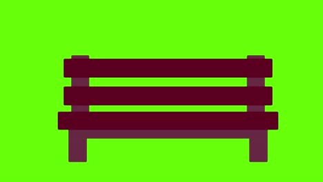 2d animated illustration of a park bench on a green screen