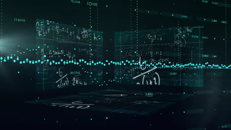 animation of mathematical equations and data points floating in digital space