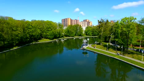 aerial: amusement park of kaliningrad in summer