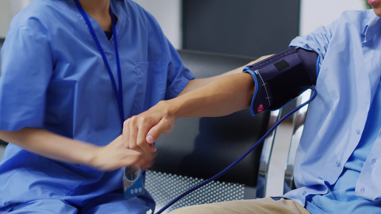 Blood pressure checkup with medical professional
