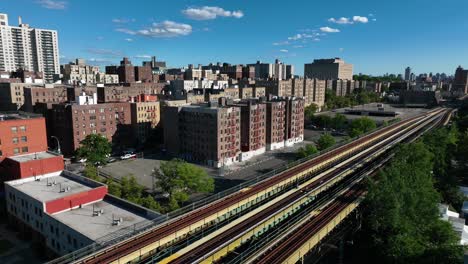 nyc metro rail commuter line in harlem, bronx