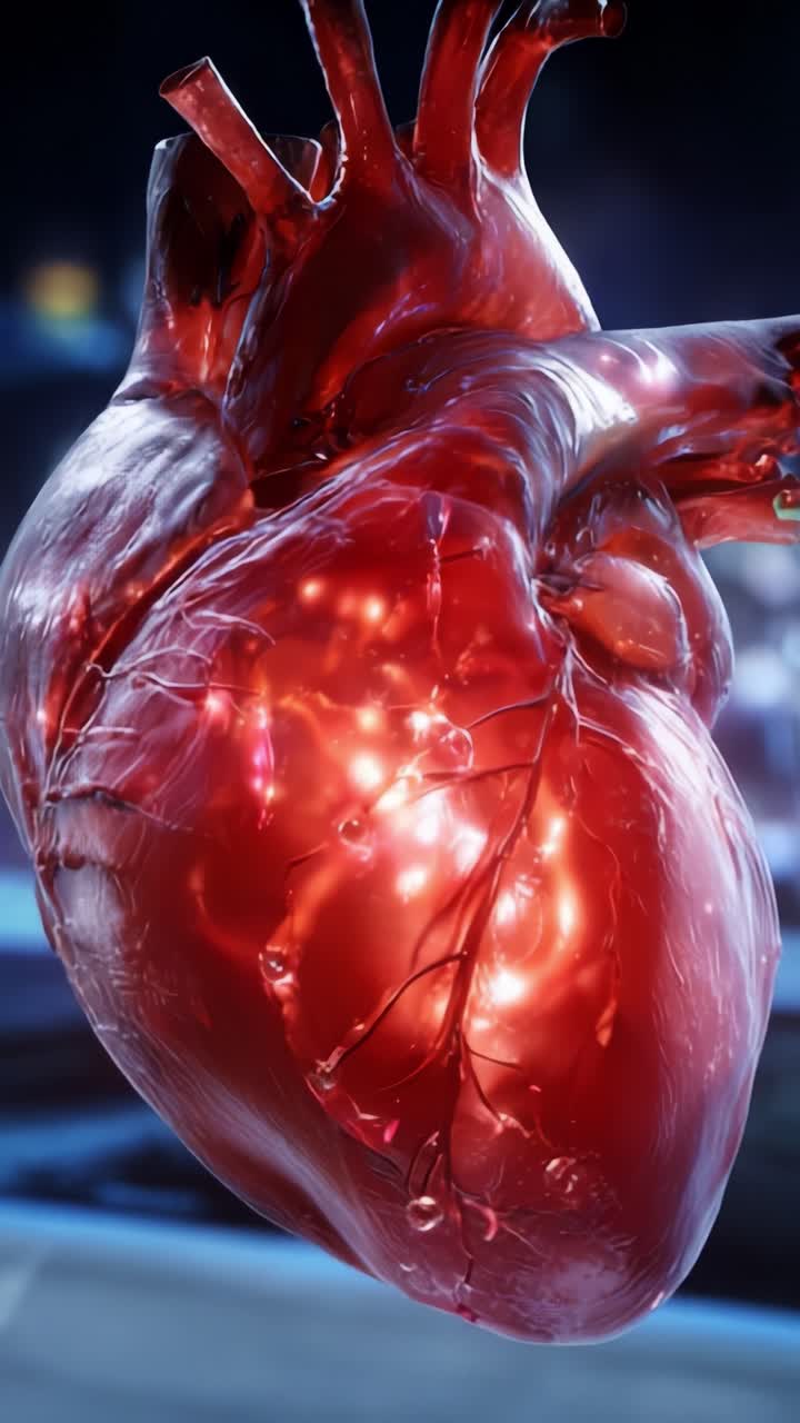 A Detailed Close-Up of a Lifelike Human Heart, Showcasing Intricate Blood Vessels and Natural Congestion in a Stunning Visual Display of Biology