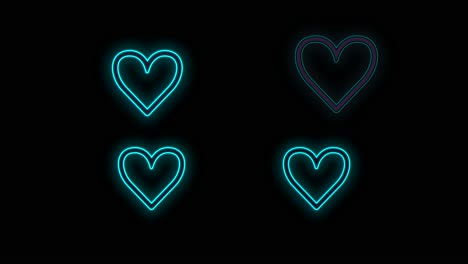 Hearts-pattern-with-pulsing-neon-blue-light