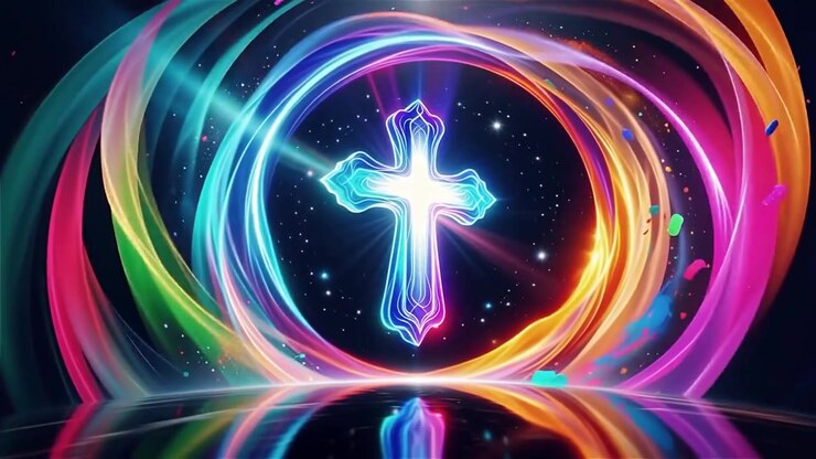 Christian Cross Heavenly Light Worship Background
