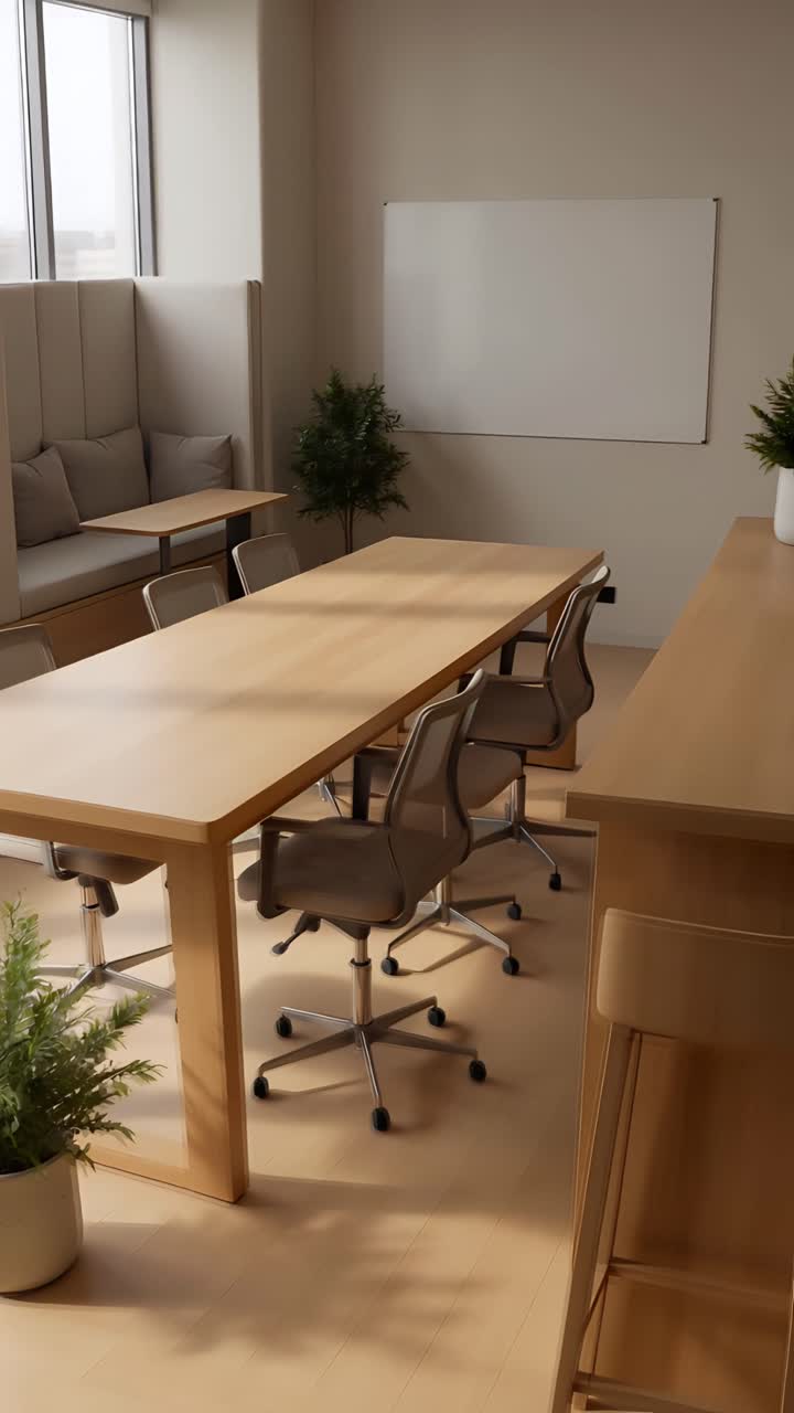 Interior Estético de Espaço de Coworking Moderno 4K
