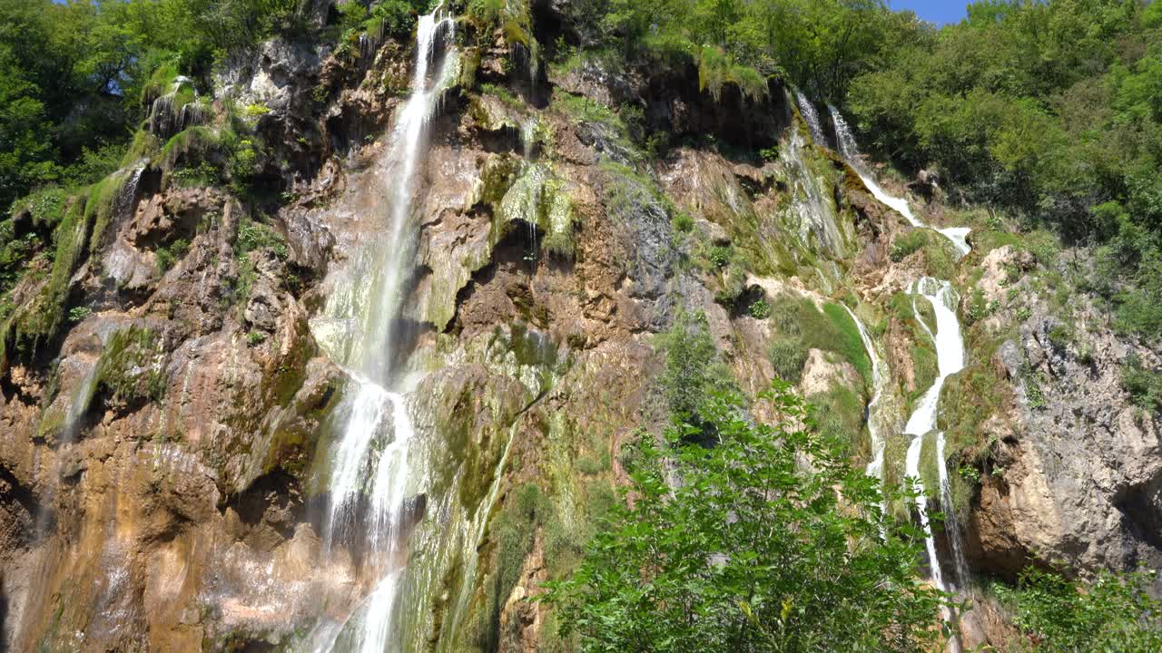 A big waterfall in the national park of Plitvice in Zadar, Croatia